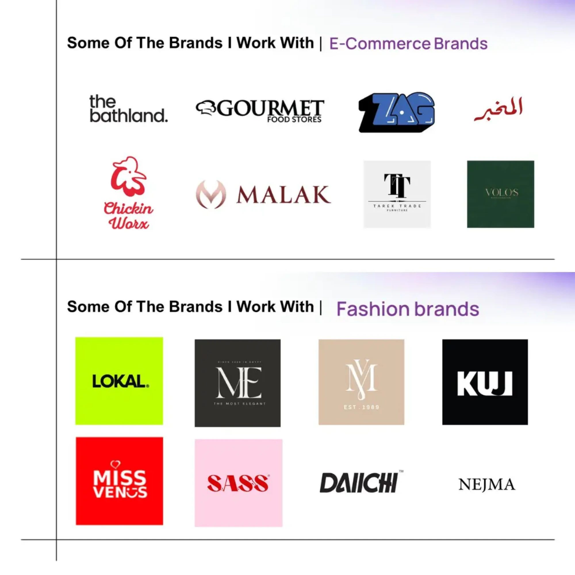 Some of the Brands I’ve Had the Pleasure to Collaborate With Across Different Industries